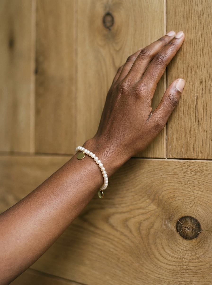 bracelet photoshoot with Amina in Aged Oak — Grain and Knots, Analog Film style