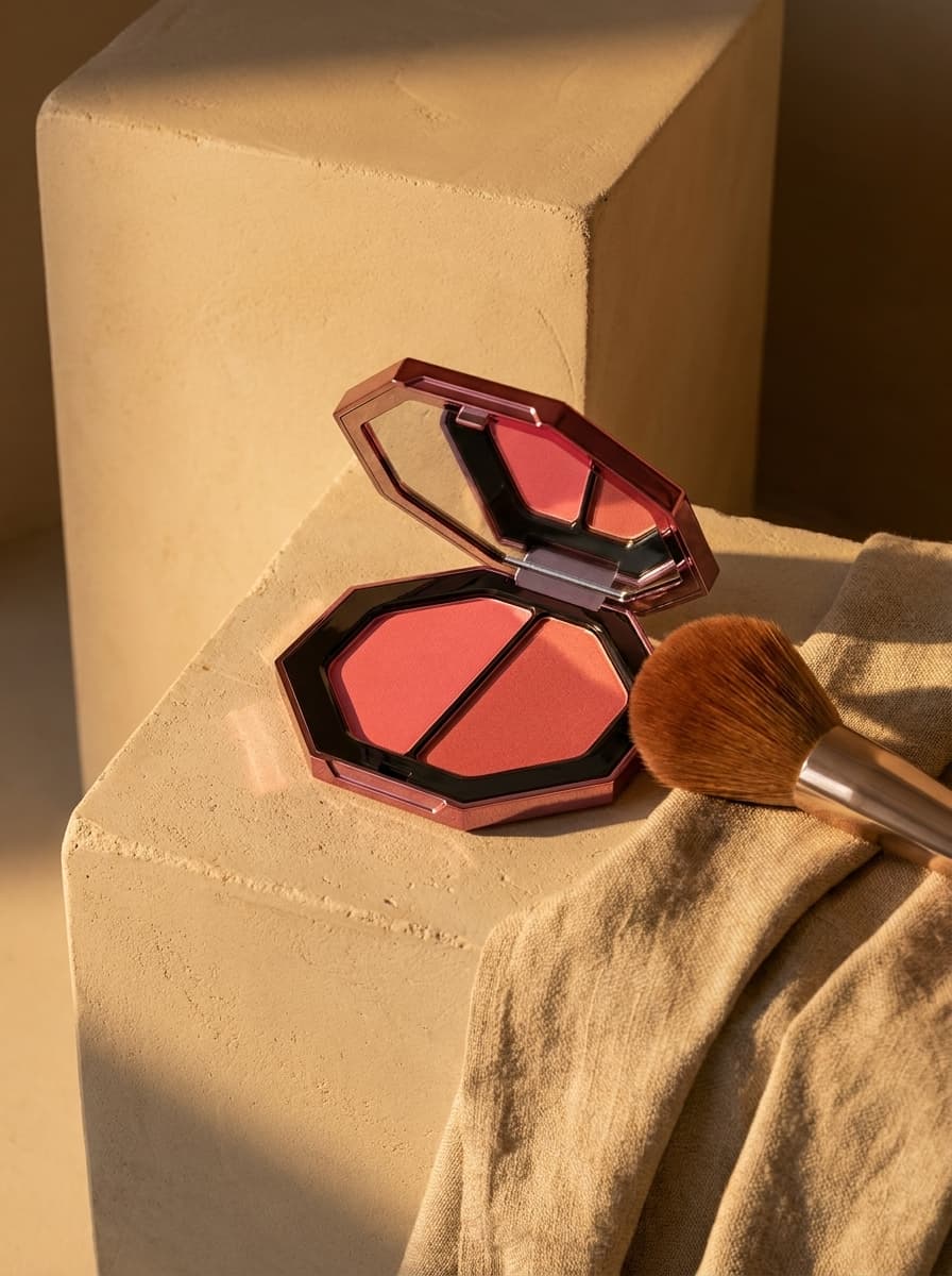 blush photoshoot in Beige Blocks 1, Golden Hour style