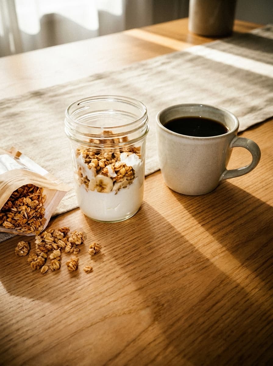 granola photoshoot in Casual Brunch Table — Weekend Feel, Disposable Camera style
