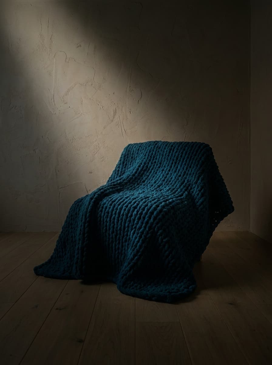 throw photoshoot in Cream Textured Plaster Studio, Dark & Moody style
